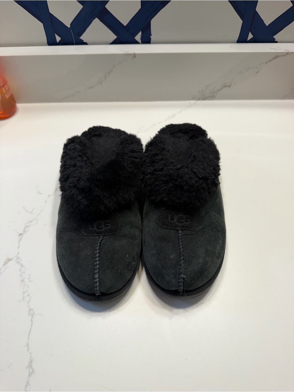 UGG Black Shearling Clog Slippers